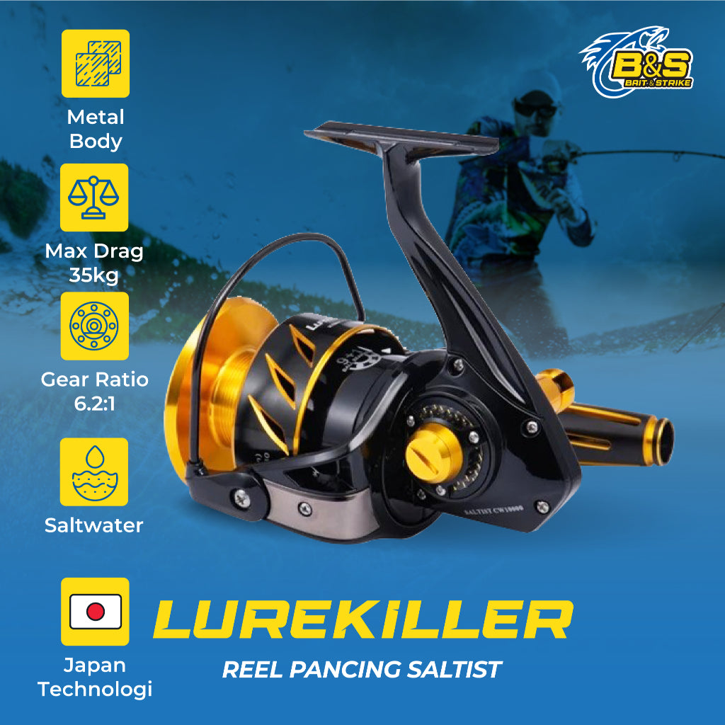 Lurekiller SALTIST jepang Reel Pancing full metal cw3000/cw4000/cw4000H/cw5000/cw6000/cw10000/cw10000H max drag 35kg RP009