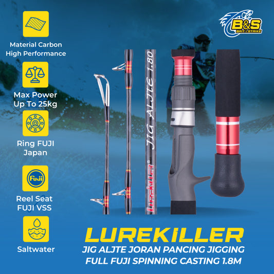 Lurekiller Joran Jigging full Fuji 1.8m PE 4-8 Jig 150-350g Spinning Casting lurekiller Jig Aljte Max Power 25kg JP022