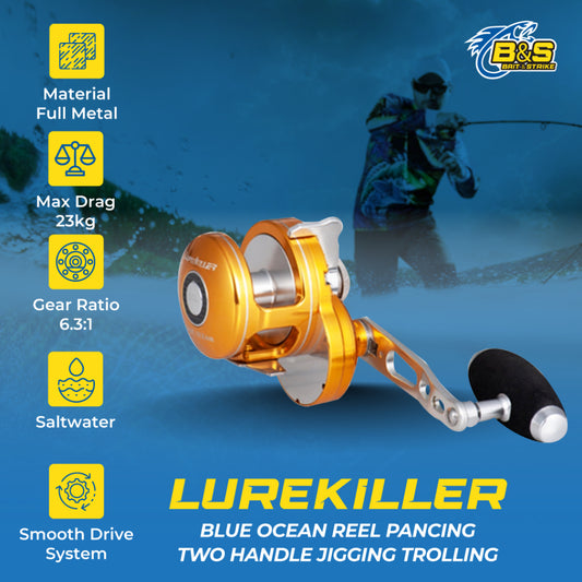 Reel Pancing Lurekiller Blue Ocean 10+2BB max drag 23Kg PE4-300M TWO HANDLE reel pancing jigging trolling RP014