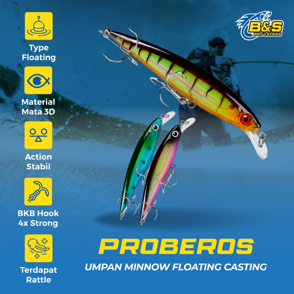 PROBEROS Umpan Pancing Lure Minnow 13g / 11cm minnow floating umpan casting MN061