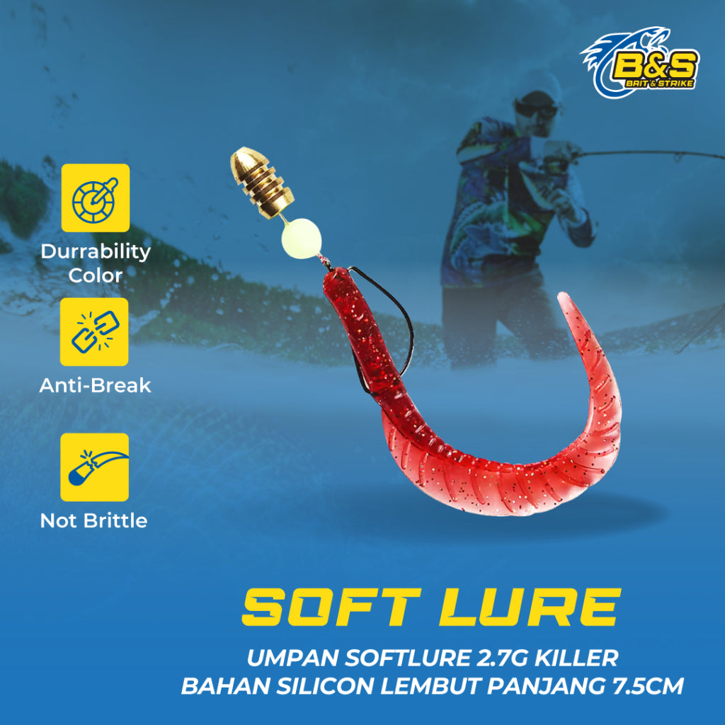 10pcs Umpan Softlure 2.7g 7.5cm – Softlure Killer Bahan Silicon Lembut SL06