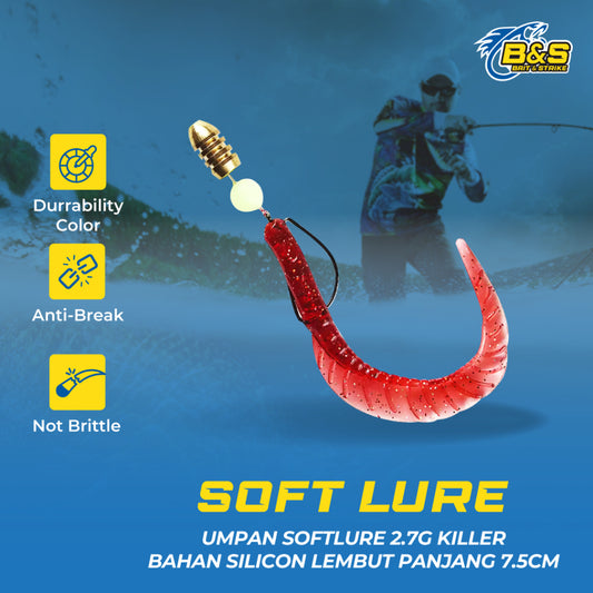 10pcs Umpan Softlure 2.7g 7.5cm – Softlure Killer Bahan Silicon Lembut SL06