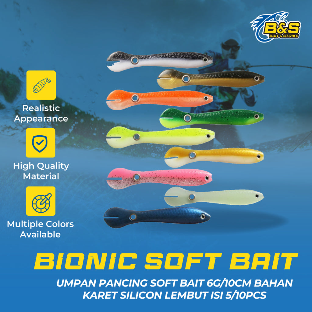 Umpan pancing soft bait 6g/10cm bahan karet silicon lembut isi 5pcs/10pcs  SL123