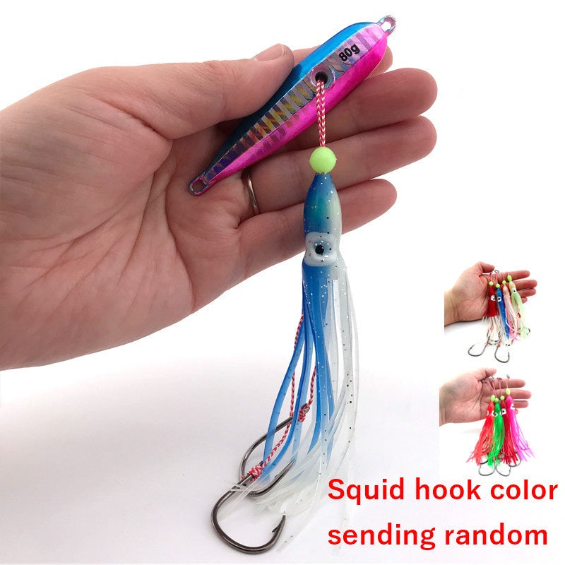 LureKiller Umpan Pancing Metal Jig Bercahaya 40G-200G Squid Hook Lembut menyala MJ033