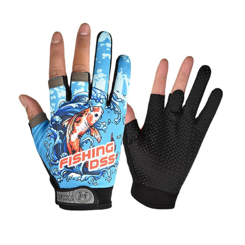 Sarung Tangan Memancing Pancing Jigging Casing Terbuka Jari Non-Slip ST001