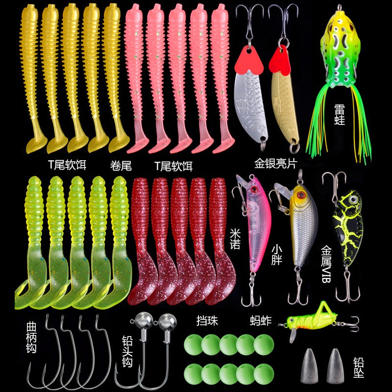 Lurekiller Set Box Umpan paket lengkap Minnow+Spoon+Softlure+Jighead+Soft frog DLL umpan casting komplit MN015