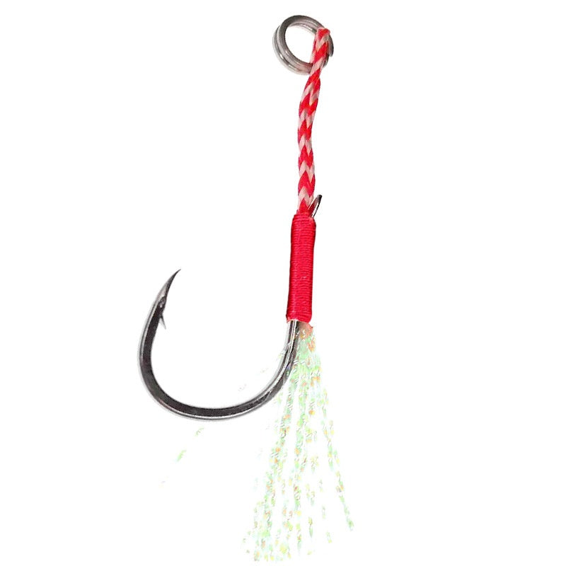Assistant Hook Kail Metal Jig Double/Single Hook dengan bulu mutiara H001