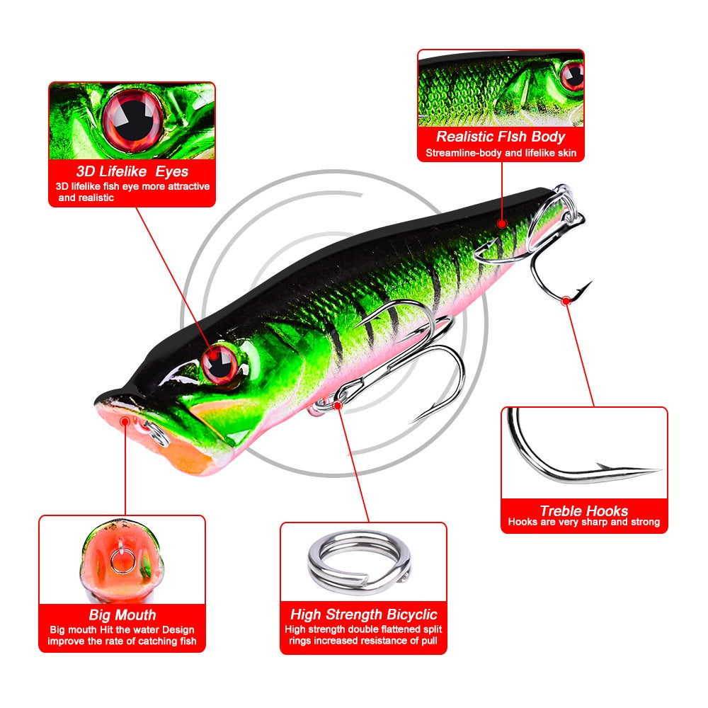 PROBEROS  Umpan Pancing Lure Popper 9.5CM 12G Umpan Keras Plastik DW1002 LP004