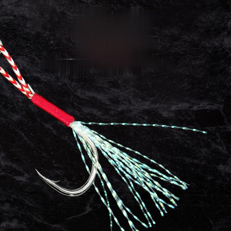 Assistant Hook Kail Metal Jig Double/Single Hook dengan bulu mutiara H001