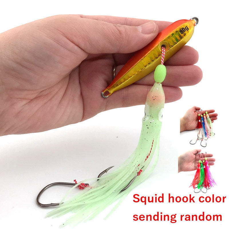 LureKiller Umpan Pancing Metal Jig Bercahaya 40G-200G Squid Hook Lembut menyala MJ033