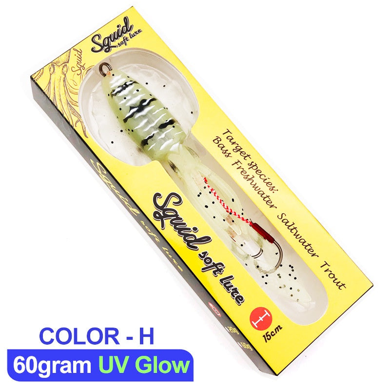 LureKiller Umpan Pancing Squid Hook Lembut Bercahaya Gurita Bionic 60G UP002