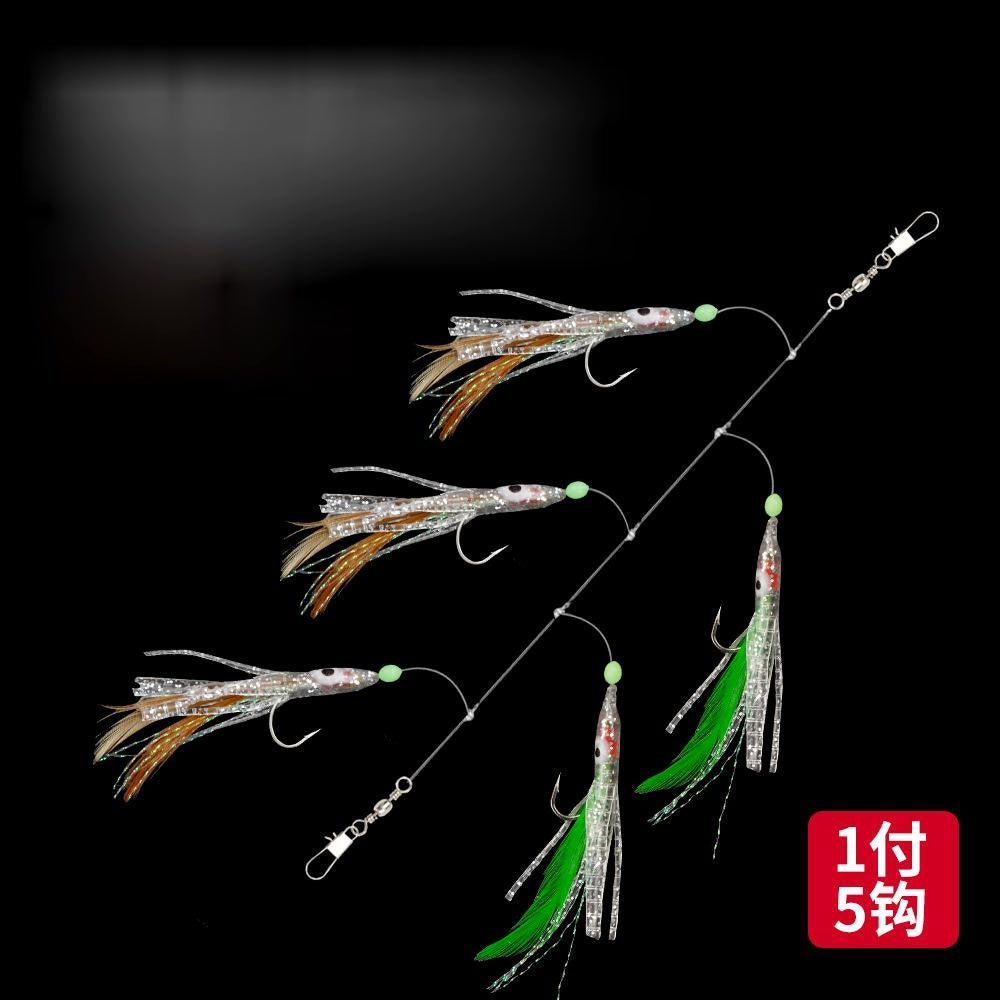 Kail Pancing sabiki Umpan Pancing Bercahaya Gurita 5 Hook Sabiki Kotrekan KU004