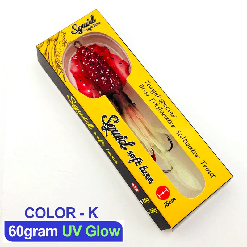 LureKiller Umpan Pancing Squid Hook Lembut Bercahaya Gurita Bionic 60G UP002