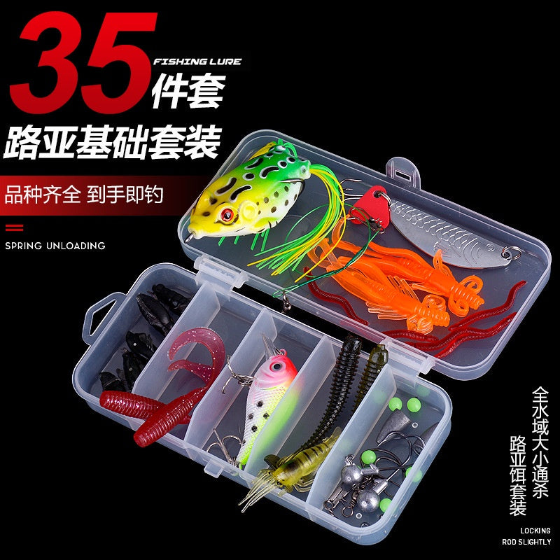 Lurekiller Set Box Umpan paket lengkap Minnow+Spoon+Softlure+Jighead+Soft frog DLL umpan casting komplit MN015
