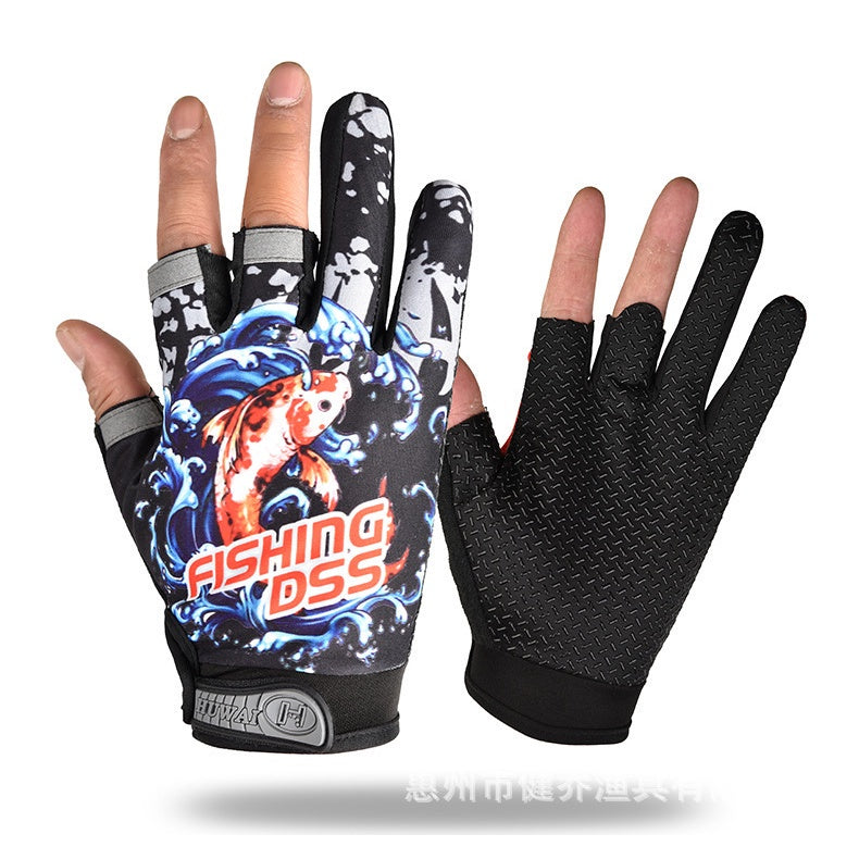 Sarung Tangan Memancing Pancing Jigging Casing Terbuka Jari Non-Slip ST001