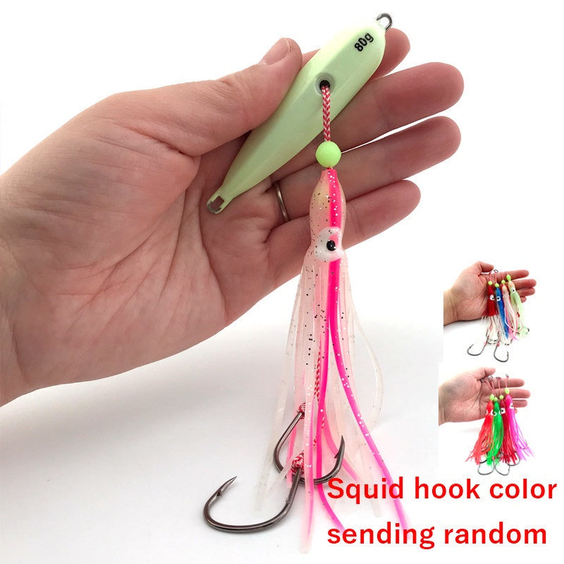 LureKiller Umpan Pancing Metal Jig Bercahaya 40G-200G Squid Hook Lembut menyala MJ033