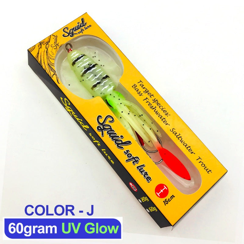 LureKiller Umpan Pancing Squid Hook Lembut Bercahaya Gurita Bionic 60G UP002