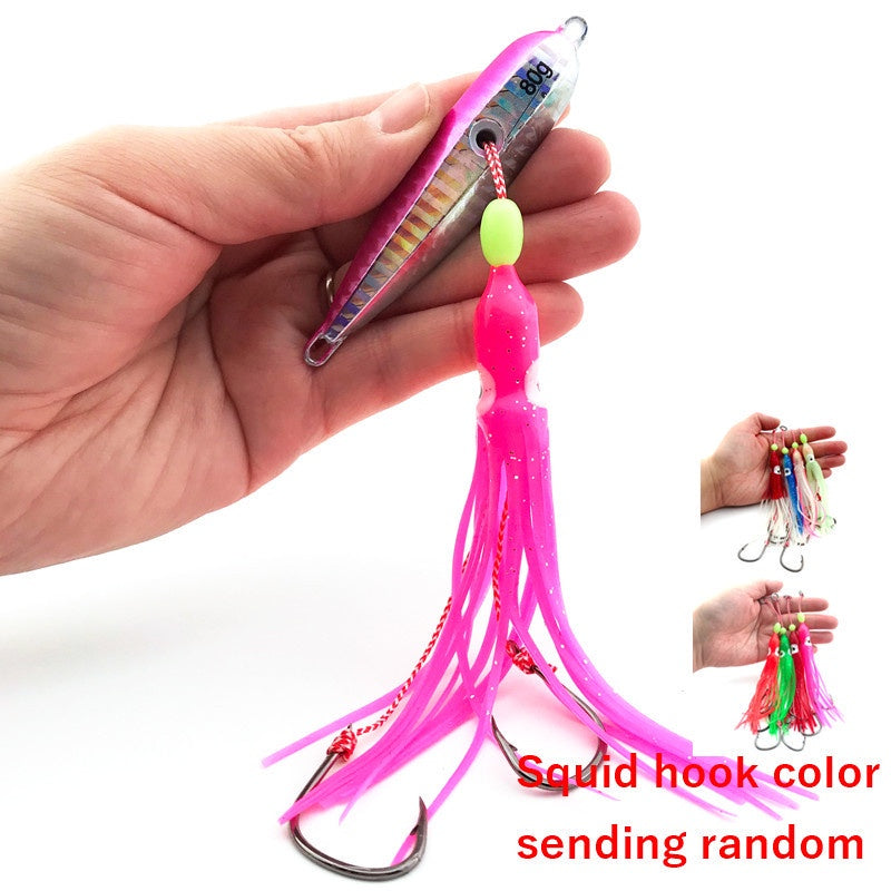 LureKiller Umpan Pancing Metal Jig Bercahaya 40G-200G Squid Hook Lembut menyala MJ033
