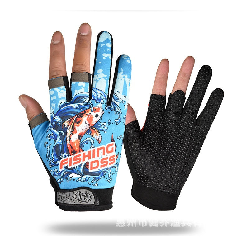 Sarung Tangan Memancing Pancing Jigging Casing Terbuka Jari Non-Slip ST001