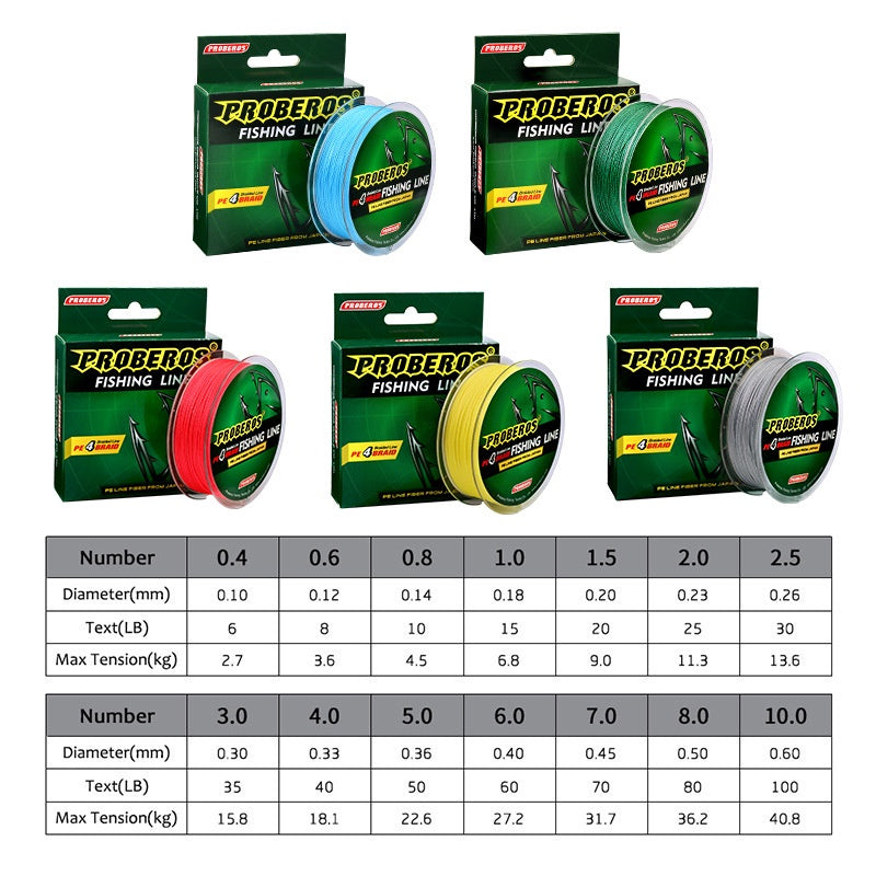 PROBEROS Senar Pancing 100m Hercules PE Braided UL 6LB-100LB SP004