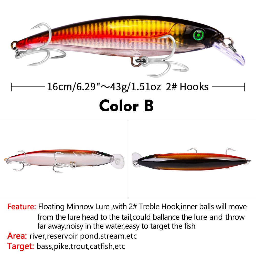PROBEROS Lure Minnow Floating 43g/16cm umpan casting/trolling MN141