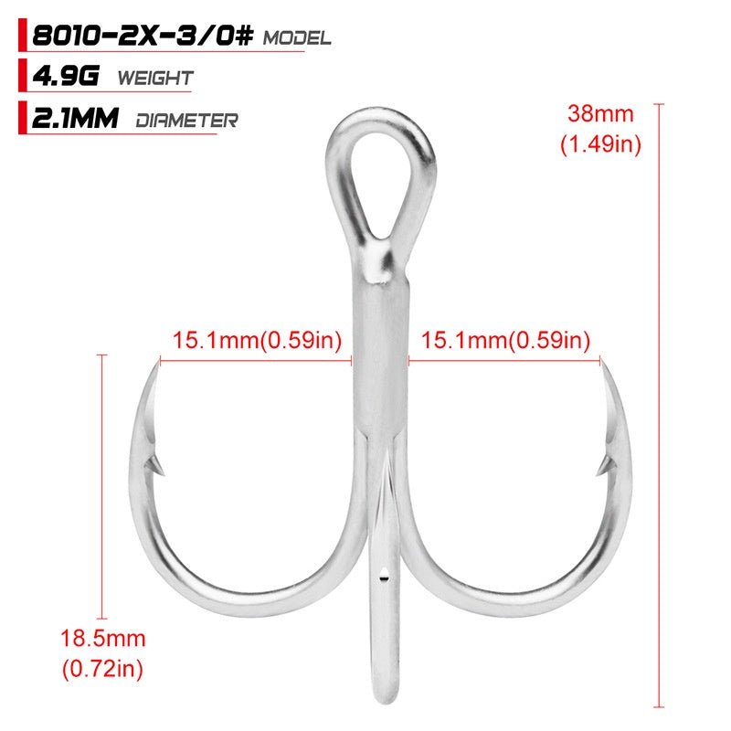 PROBEROS 20Pcs/Kotak Kail Pancing 2/4/6/8/10/12/14# Kail Pancing Treble Bahan Carbon Steel Untuk Memancing Di Laut KUP137