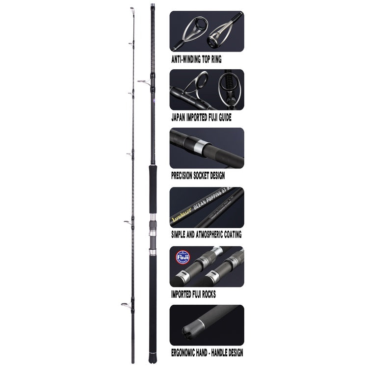 Joran Pancing Lurekiller Ocean Popping GT 2.28m / 2.54m PE4-8 Jig 60-160g Joran popping karbon Max power 28kg JP016
