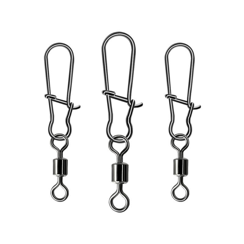 50Pcs rolling Swivel Snap Connector Bahan Stainless kili-kili pancing KUP166