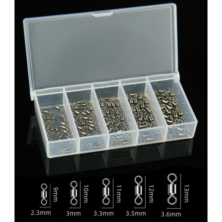100pcs & 250pcs kili-kili pancing rolling swivel KUAT tahan karat No 9-10-11-12-13 Kemasan Kotak KUP151