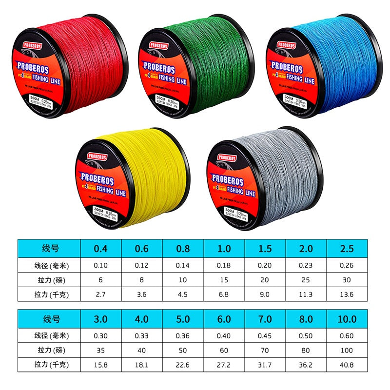 PROBEROS Senar Pancing PE kuat 300m 6LB-100LB SP005