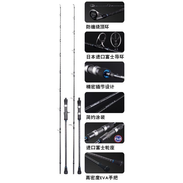 Lurekiller Ocea Jigger Joran Pancing jigging spesial bahan Hi-Power X 1.98m ring guide FUJI 662C spinning dan casting JP024
