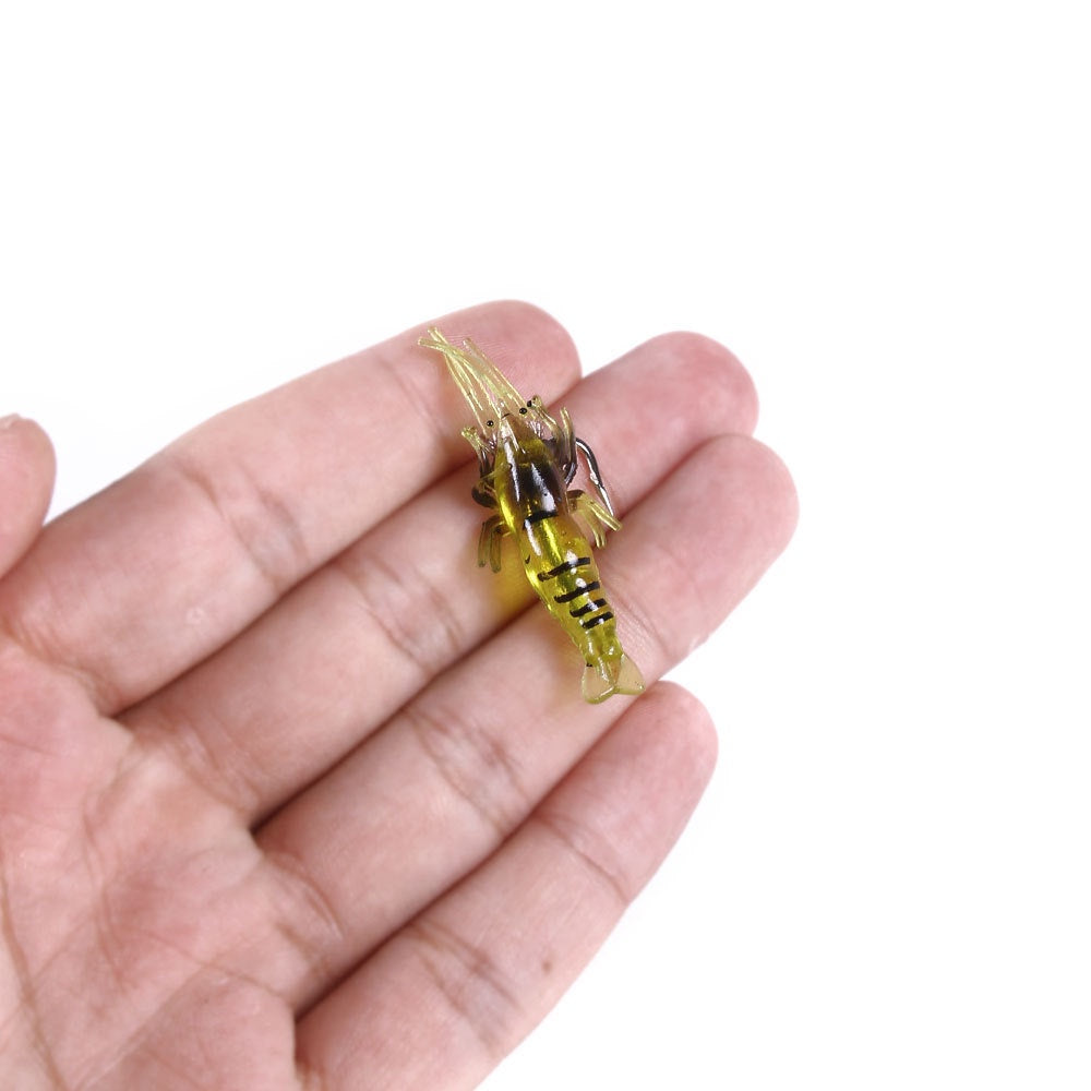 5pcs Umpan Pancing softlure bentuk udang 1.5g/4cm softlure bahan silicon lembut MN105